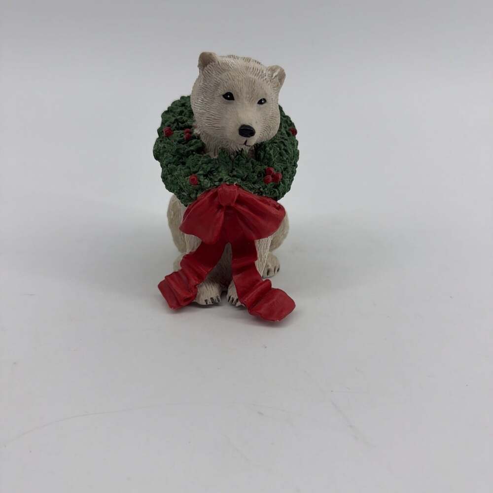 Tom Rubel Silver Deer White Bear Figurine Christmas Animals Vintage 1990 4”